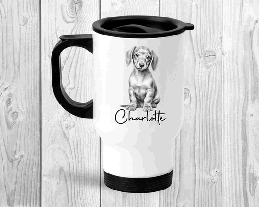 Personalised Dachshund Gift | Dachshund Travel Mug | Sausage Dog Gift | Personalised Travel Cup