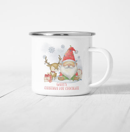 Personalised Enamel Mug | Personalised Gonk Mug | Personalised Christmas Eve Mug | Gonk Gift for Friend | Gnome Mug for Daughter | Santa Mug