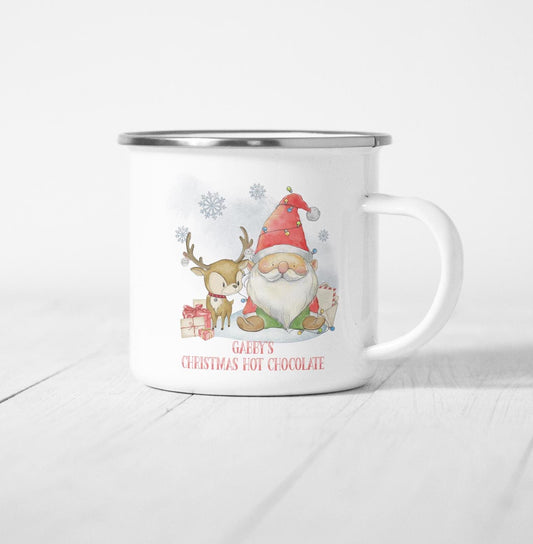 Personalised Enamel Mug | Personalised Gonk Mug | Personalised Christmas Eve Mug | Gonk Gift for Friend | Gnome Mug for Daughter | Santa Mug