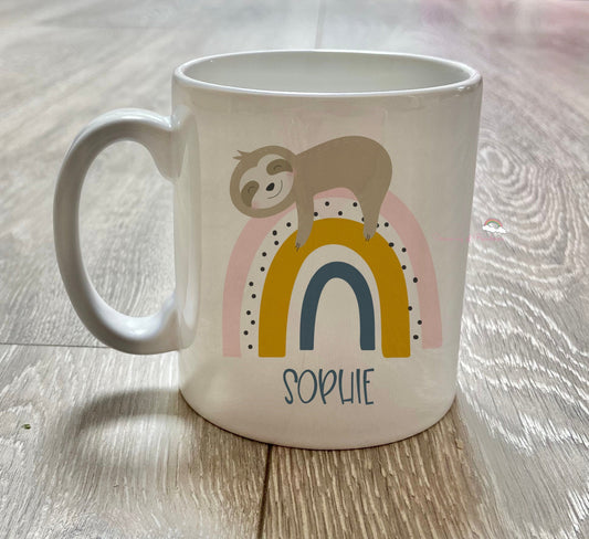 Personalised Sloth Rainbow Mug | Personalised Rainbow Mug | Sloth Gift