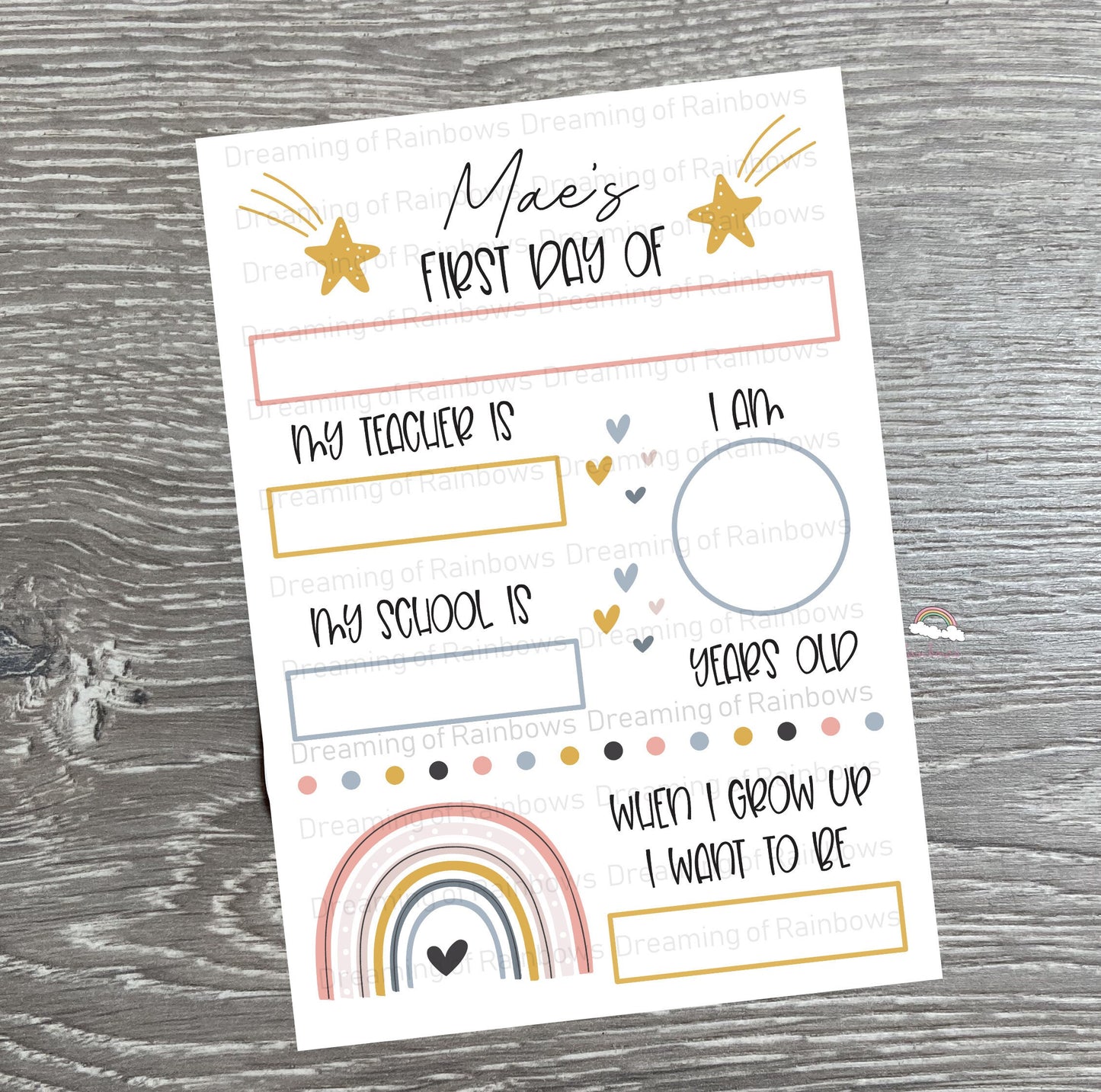 Rainbow Back to School Editable Board | Rainbow First Day of School Editable Board