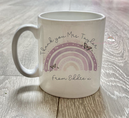 Teacher Gift | Lilac Rainbow Butterfly Mug | Teacher Thank you | Headteacher Gift