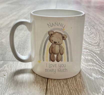 Teddybear Rainbow personalised mugs | Nanny Mug | Mummy Mug