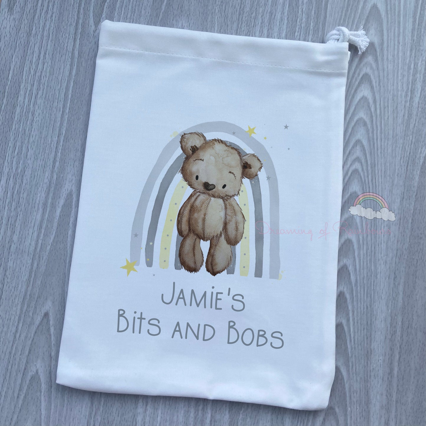 Personalised Drawstring Fabric bags | Baby Changing Bag | Toy Bag