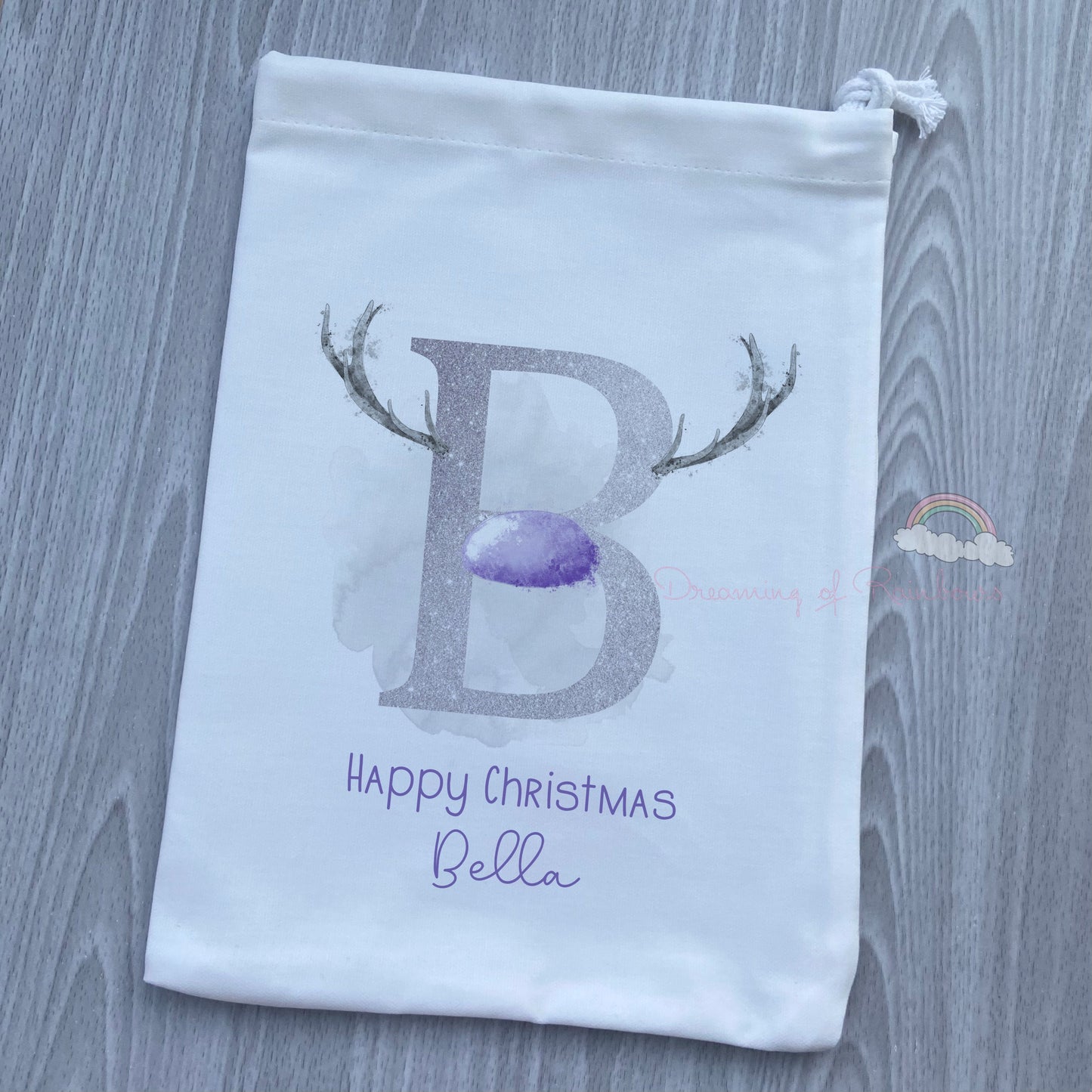 Personalised Christmas Bag | Drawstring Fabric bags | Baby First Christmas