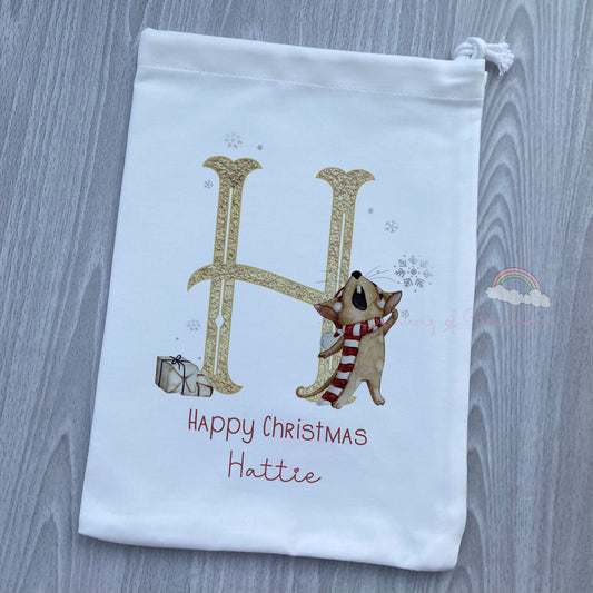 Personalised Christmas Bag | Drawstring Fabric bags | Baby First Christmas