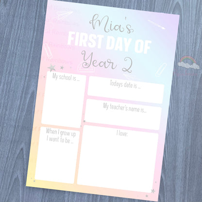 Rainbow Back to School Editable Board | Rainbow First Day of School Editable Board