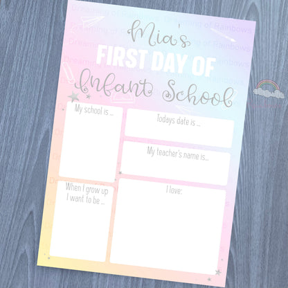 Rainbow Back to School Editable Board | Rainbow First Day of School Editable Board