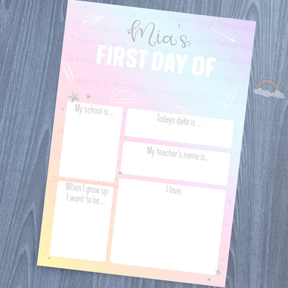 Rainbow Back to School Editable Board | Rainbow First Day of School Editable Board