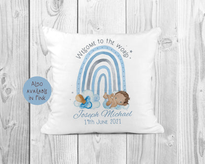 Personalised New Baby Cushion | Nursery Decor | Baby Shower Gift