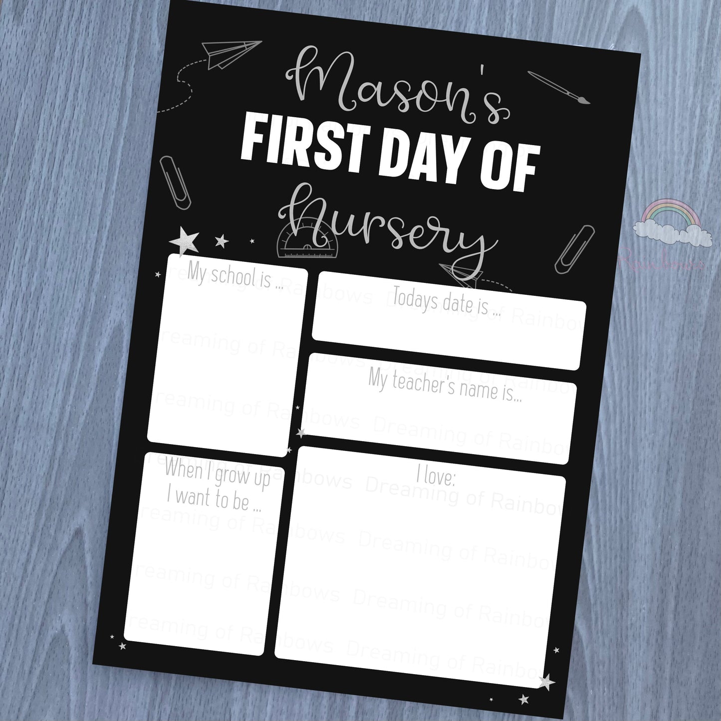 Rainbow Back to School Editable Board | Rainbow First Day of School Editable Board