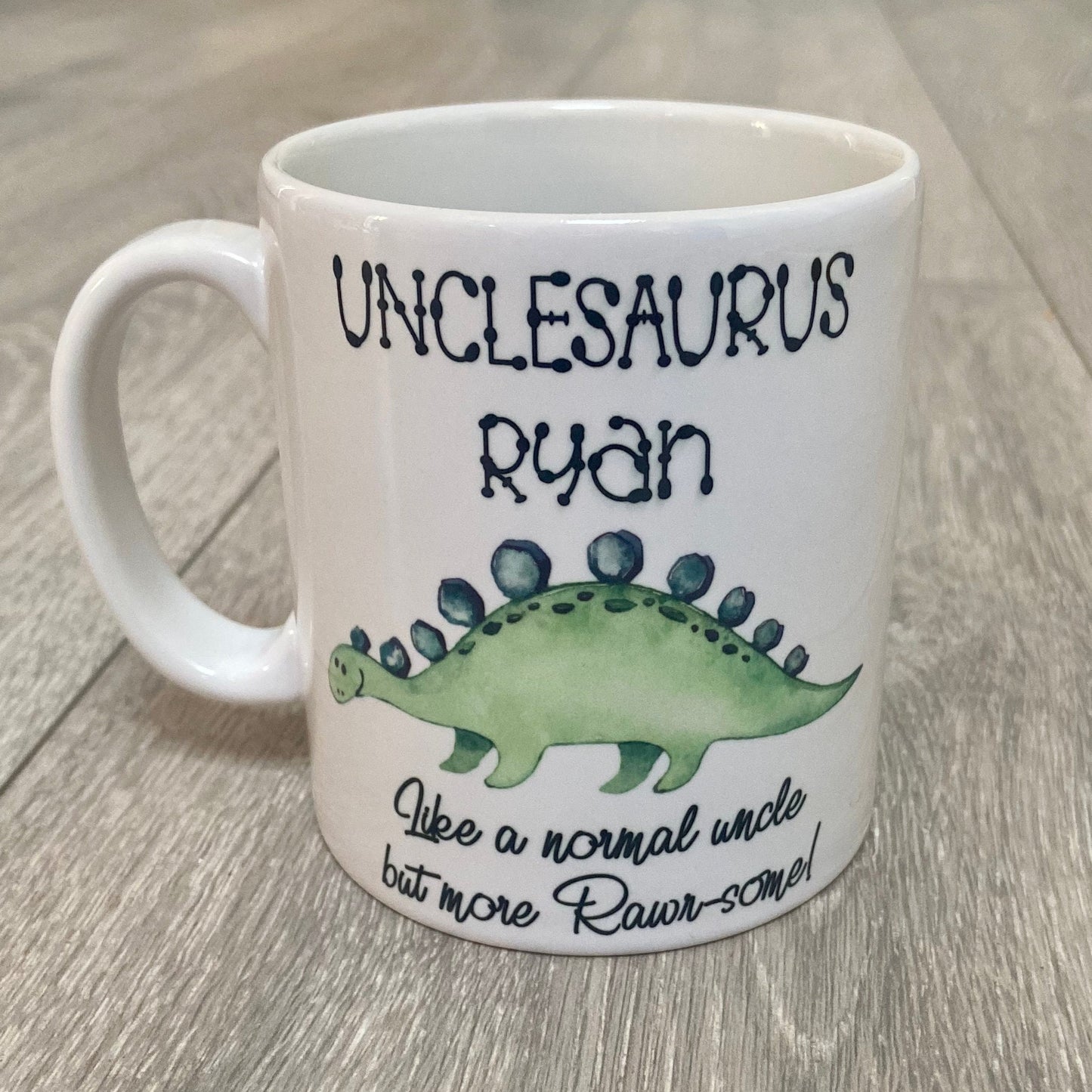 Daddysaurus Personalised Mugs | Unclesaurus and Auntiesaurus personalised mugs | Dinosaur Mug | Daddysaurus and Mummysaurus Mug