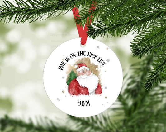 Nice List Personalised Hanging Christmas Decoration | Personalised Good List