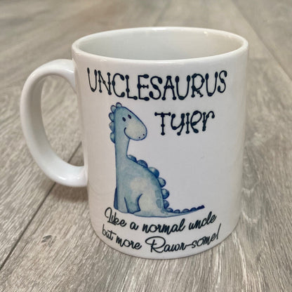 Daddysaurus Personalised Mugs | Unclesaurus and Auntiesaurus personalised mugs | Dinosaur Mug | Daddysaurus and Mummysaurus Mug