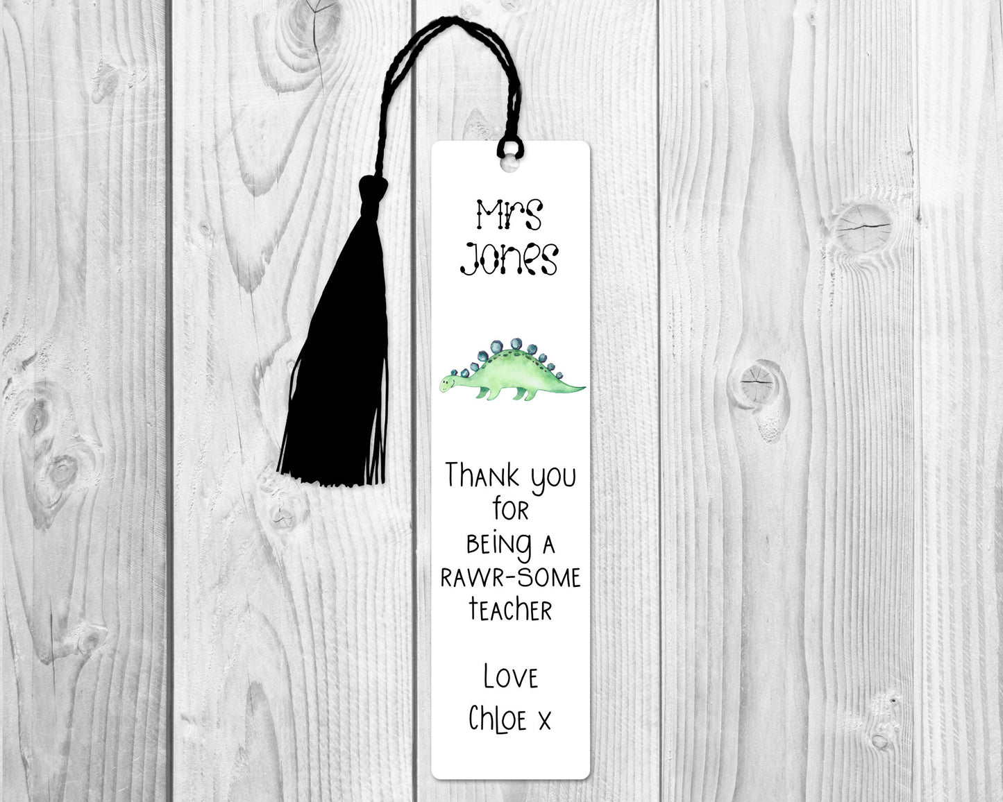 Teacher Gift | Personalised Bookmark | Teacher Dinosaur Gift