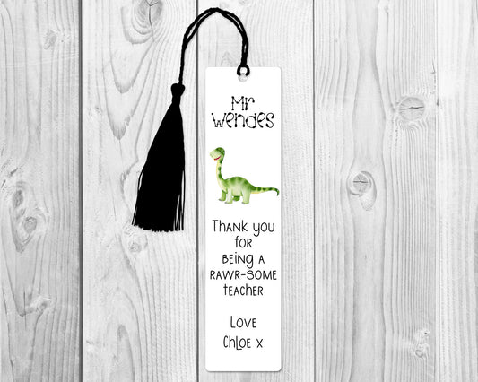 Teacher Gift | Personalised Bookmark | Teacher Dinosaur Gift