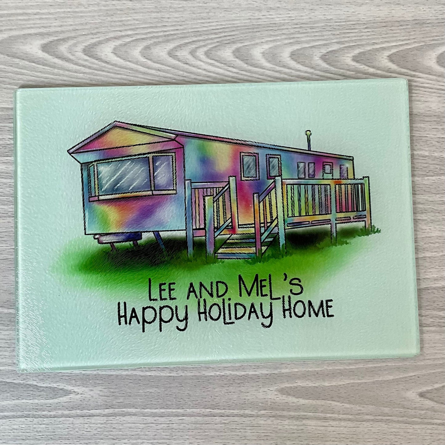 Personalised Static Caravan Gift | Static Caravan Chopping Board | Static Caravan Glass Board