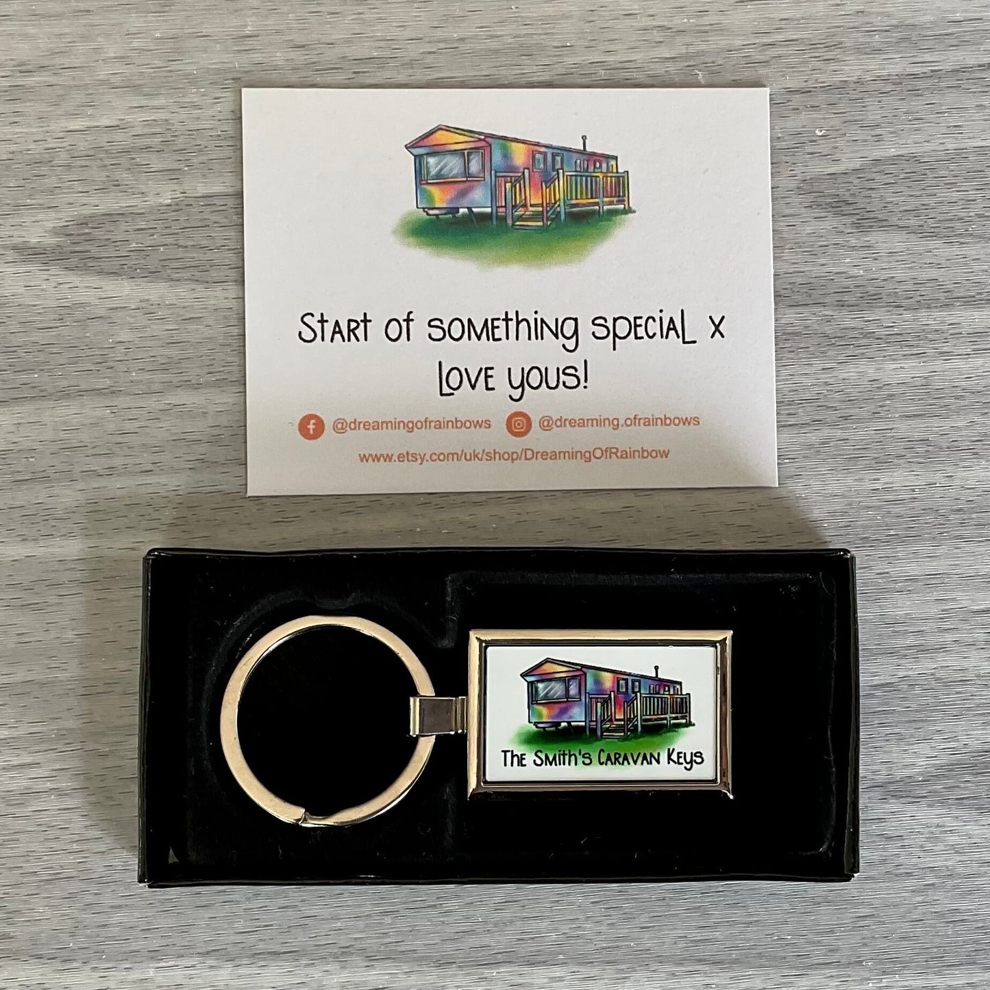 Personalised Static Caravan Keyring | Personalised Caravan Keys Keyring