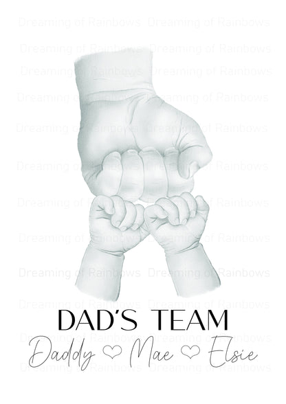 Personalised Daddy Fist Pump Print | Dads Team | Daddy's Team | Father's Day Print | Father's Day Gift | First Father's Day