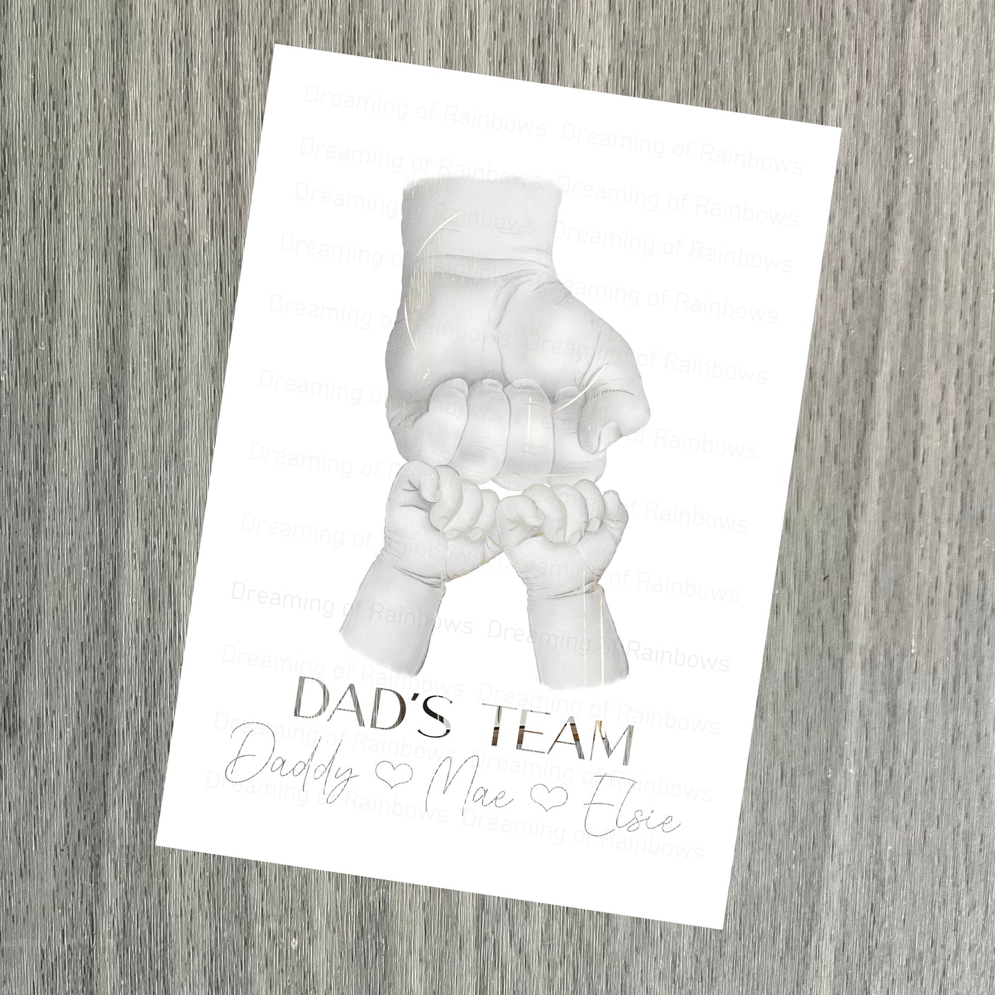 Personalised Daddy Fist Pump Print | Dads Team | Daddy's Team | Father's Day Print | Father's Day Gift | First Father's Day