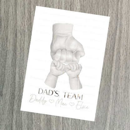 Personalised Daddy Fist Pump Print | Dads Team | Daddy's Team | Father's Day Print | Father's Day Gift | First Father's Day