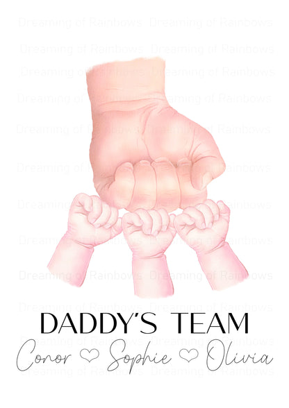 Personalised Daddy Fist Pump Print | Dads Team | Daddy's Team | Father's Day Print | Father's Day Gift | First Father's Day