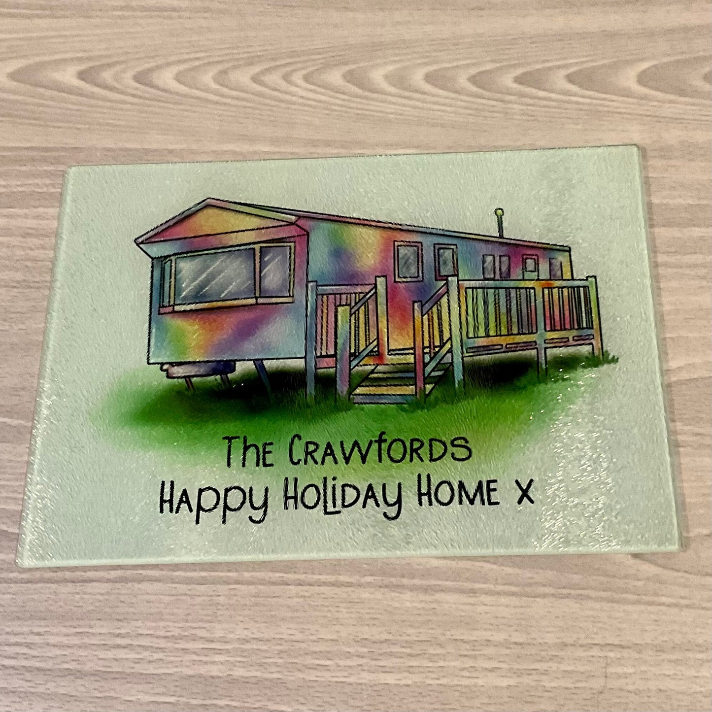 Personalised Static Caravan Gift | Static Caravan Chopping Board | Static Caravan Glass Board