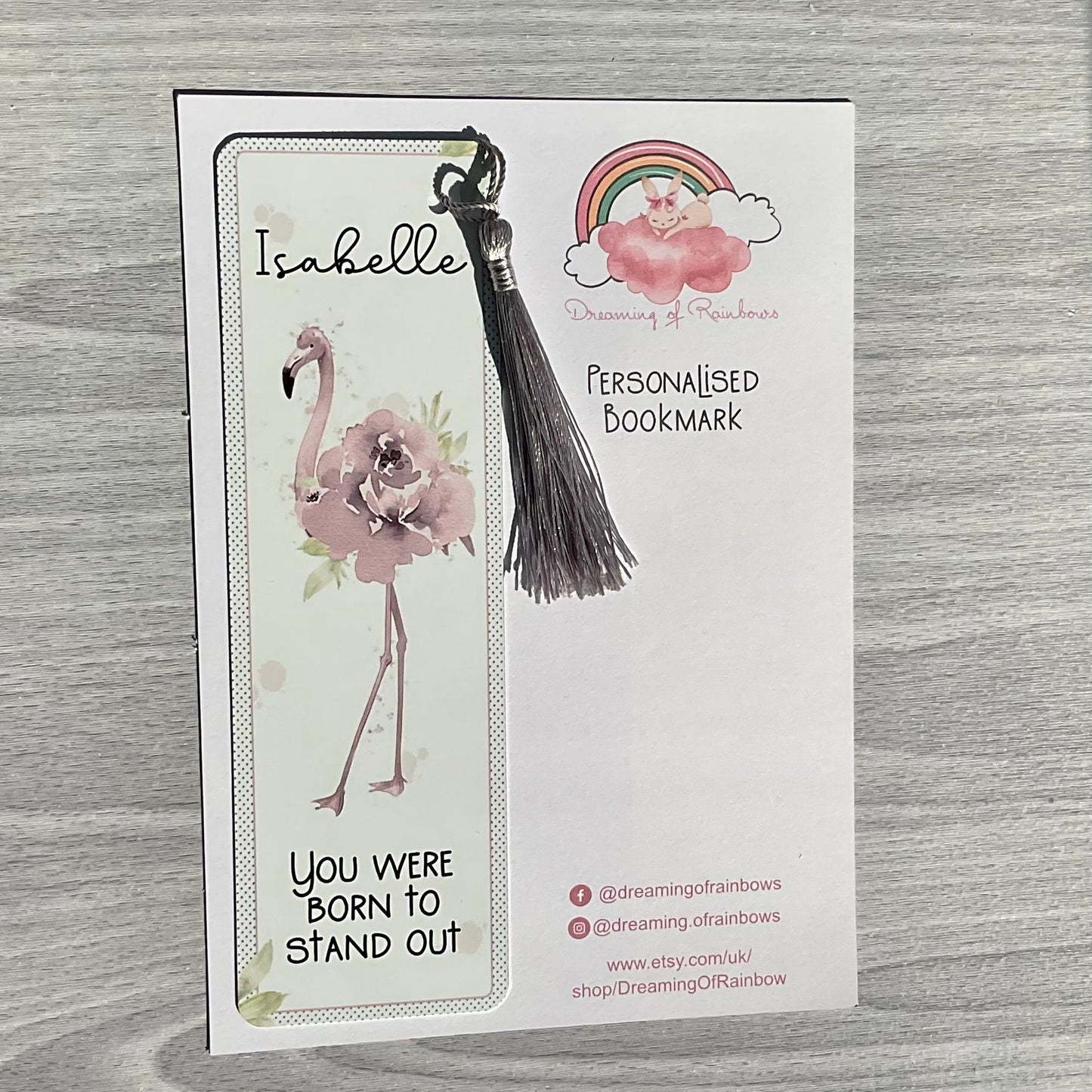 Flamingo Gift | Personalised Bookmark | Personalised Flamingo Bookmark