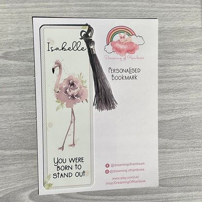 Flamingo Gift | Personalised Bookmark | Personalised Flamingo Bookmark