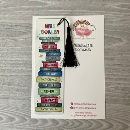 Personalised Teacher Gift | Personalised Bookmark | Teacher Bookmark | Teacher Thank you