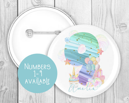 Personalised Unicorn Badge | Personalised Birthday Badge | Personalised Badge | Unicorn Cupcakes