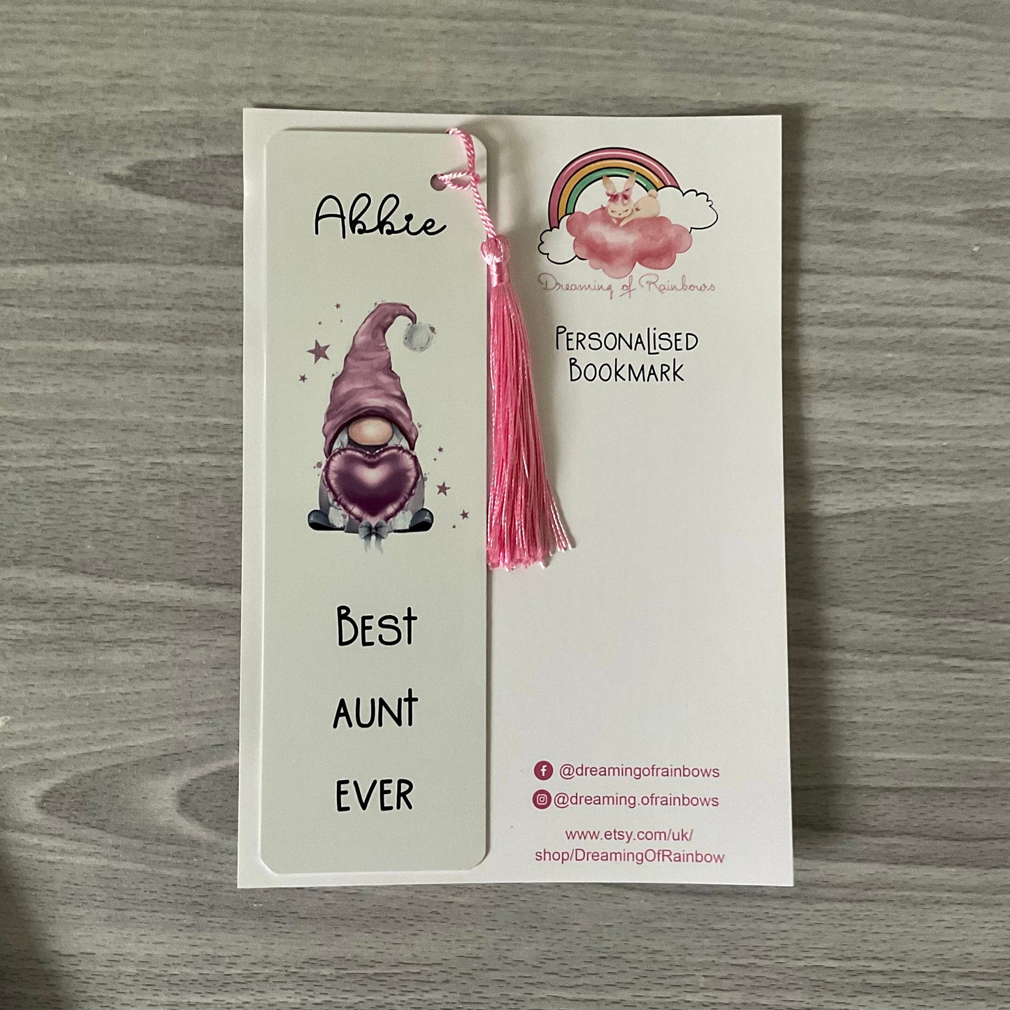 Gonk Gift | Personalised Bookmark | Personalised Gonk Bookmark | Valentines Gift