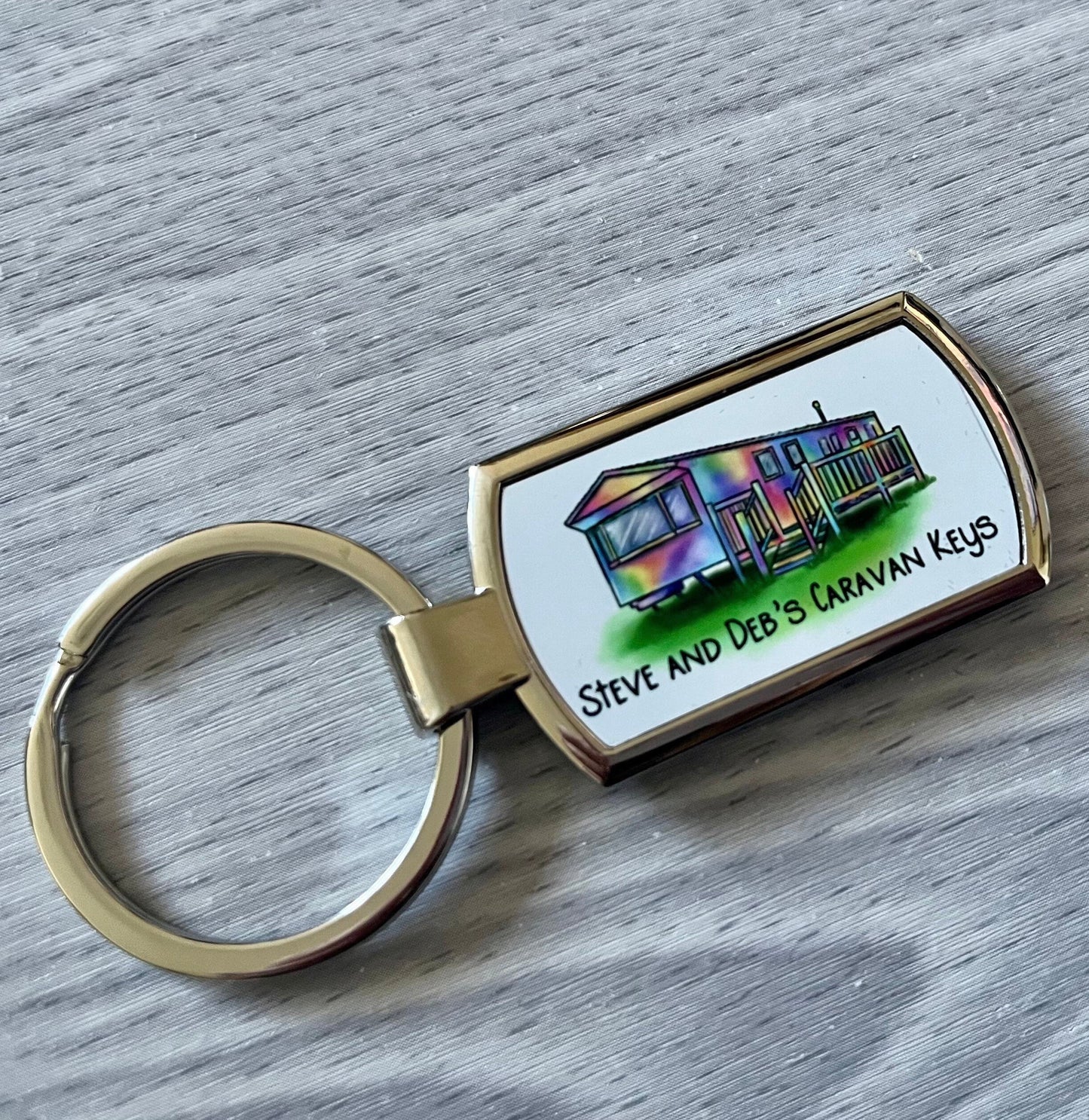 Personalised Static Caravan Keyring | Personalised Caravan Keys Keyring