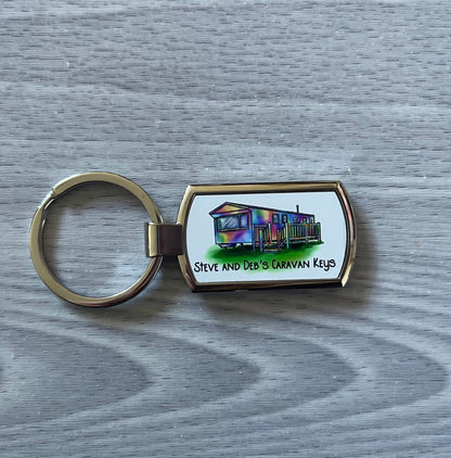 Personalised Static Caravan Keyring | Personalised Caravan Keys Keyring