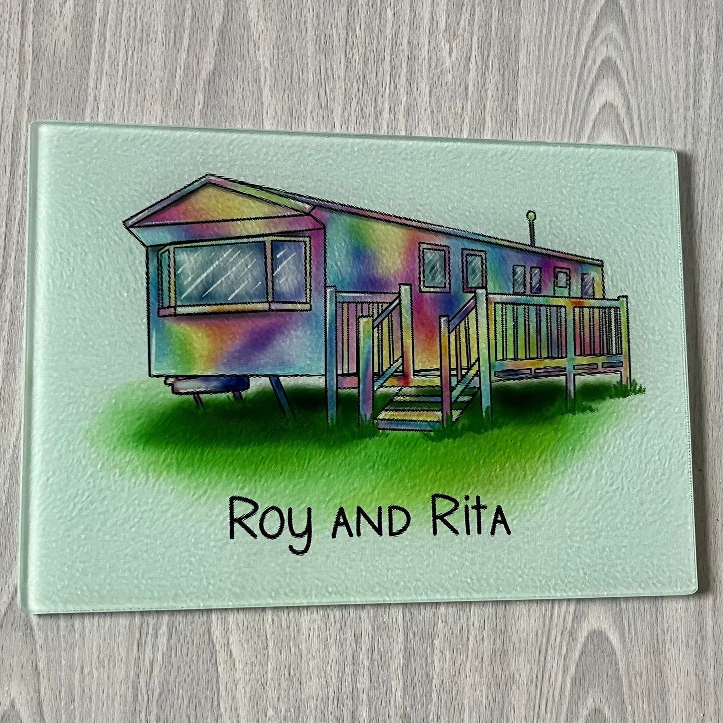 Personalised Static Caravan Gift | Static Caravan Chopping Board | Static Caravan Glass Board