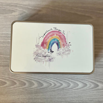 Personalised Rainbow Treat Tin | Rainbow Gift | Teacher Gift