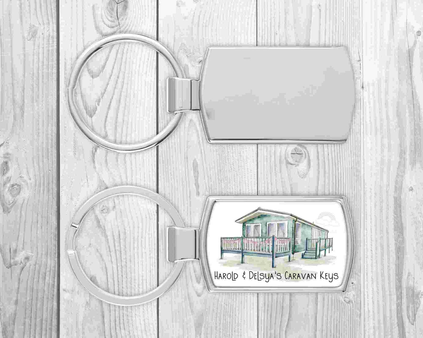 Personalised Static Caravan Keyring | Personalised Caravan Keys Keyring | Vintage Caravan Gift