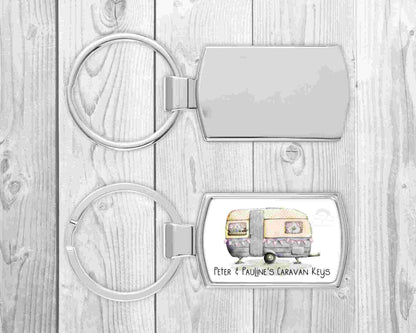 Personalised Touring Caravan Keyring | Personalised Caravan Keys Keyring | Vintage Caravan Gift