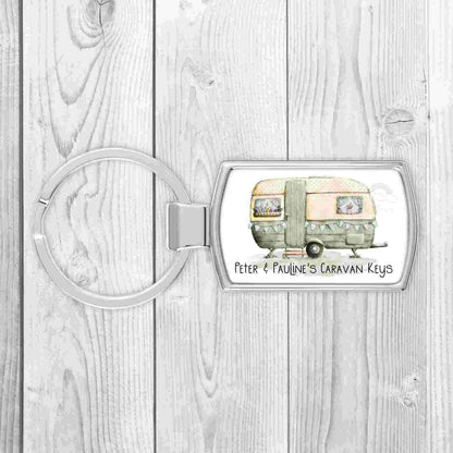 Personalised Touring Caravan Keyring | Personalised Caravan Keys Keyring | Vintage Caravan Gift