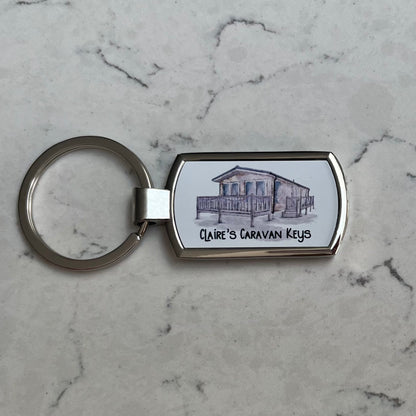 Personalised Static Caravan Keyring | Personalised Caravan Keys Keyring | Vintage Caravan Gift