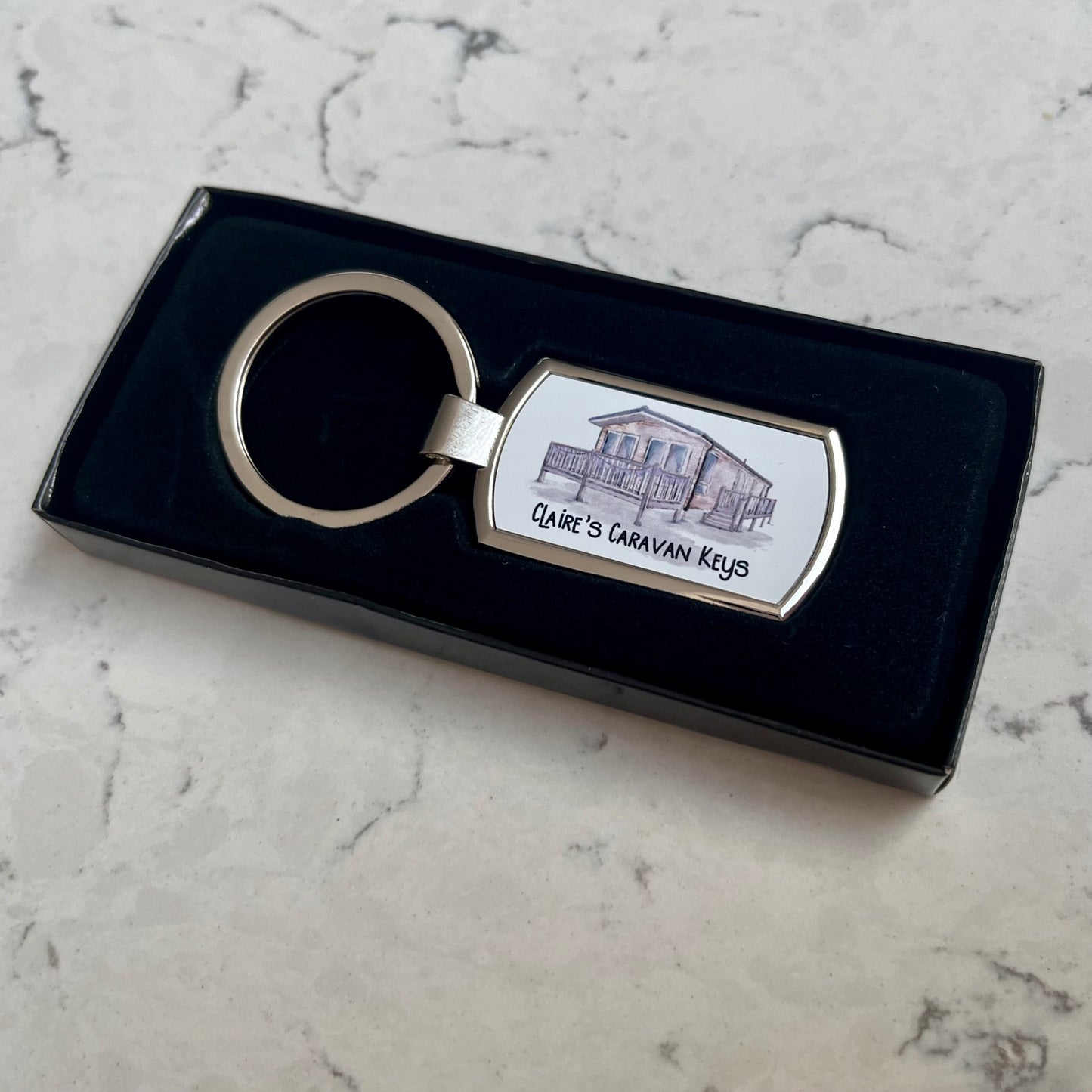 Personalised Static Caravan Keyring | Personalised Caravan Keys Keyring | Vintage Caravan Gift