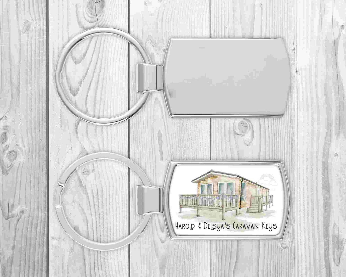 Personalised Static Caravan Keyring | Personalised Caravan Keys Keyring | Vintage Caravan Gift