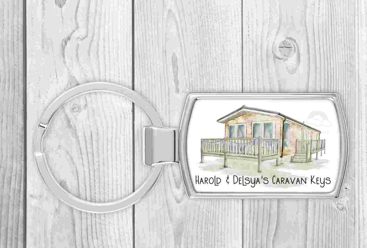 Personalised Static Caravan Keyring | Personalised Caravan Keys Keyring | Vintage Caravan Gift