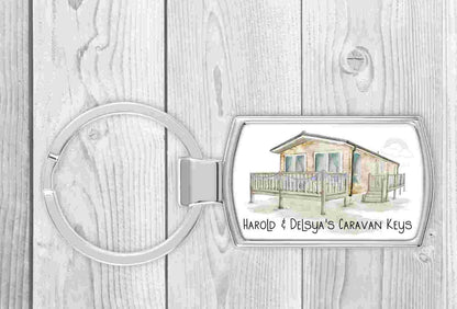 Personalised Static Caravan Keyring | Personalised Caravan Keys Keyring | Vintage Caravan Gift